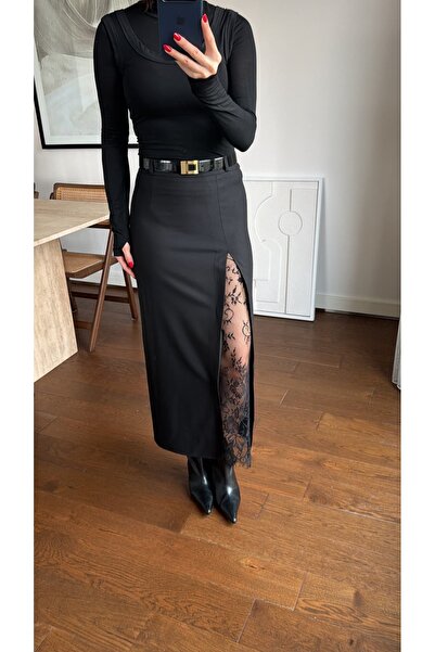 sinemkivanc co Δαντελένια φούστα με σχισμή