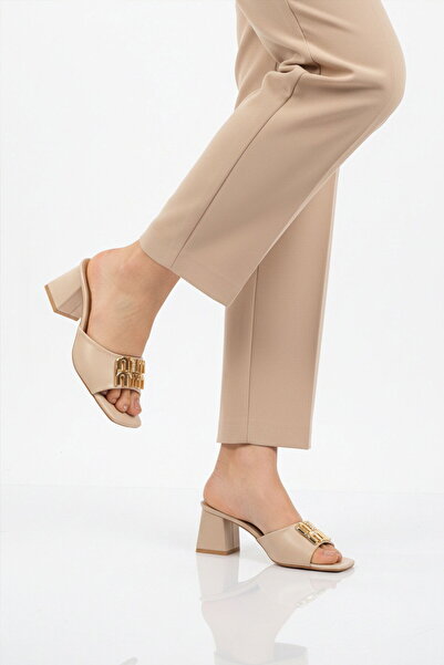 AYAKMOD Beige Lightweight Women's Heeled Slippers 467060 Z