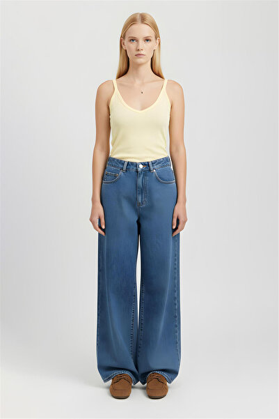 Perspective Yellow Thin Strap V-Neck Blouse