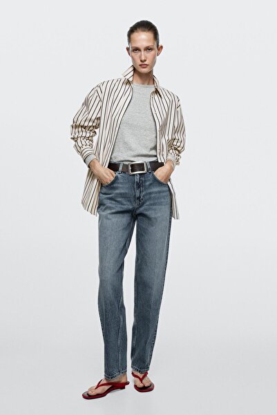 Massimo Dutti Yüksek bel rahat kesim barrel jean