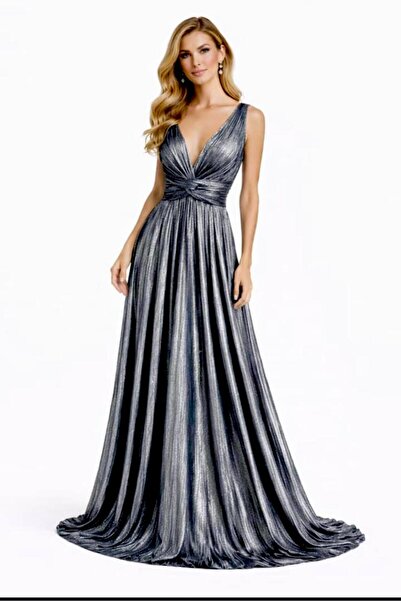 CHEVALIER FASHION Women’s Elegant Satin Evening Gown – Sleeveless V-Neck Maxi...