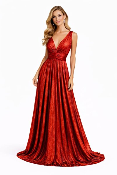 CHEVALIER FASHION Women’s Elegant Satin Evening Gown – Sleeveless V-Neck Maxi...