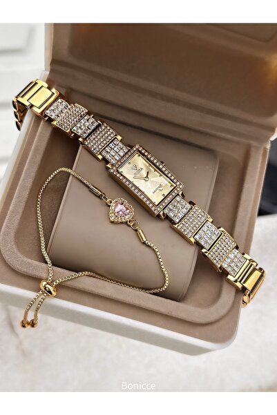 Fiesta Full Steel (Case, Cord) Elegant with Stones, Yellow Color, Rectangular...