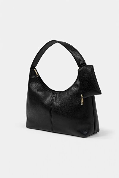 Çantacımstore Жіноча штучна шкіра міні-гаманець Baguette сумка чорна