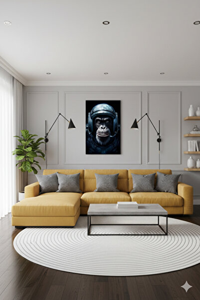 BLT DİZAYN Războinic cosmic, astronaut, portret de maimuță, pictură pe sticlă