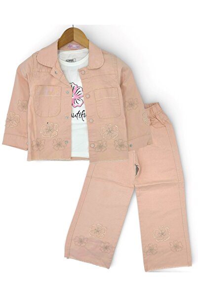 voyyo kids baby Girl's 3-Piece Stylish Holiday Set with Floral Motif Linen Tr...