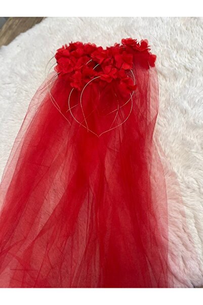 ecrin tuhafiye hobi Kırmızı Kına Gecesi Lazer Güllü Tüllü Nedime Tacı 10'lu P...