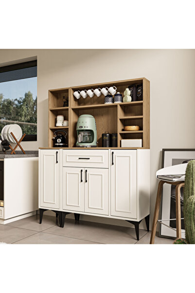 Mezza SET 5250-5251 MIVA Kahve Köşesi (Çıtalı) ) Çok Amaçlı Dolap Kiler Mutfa...