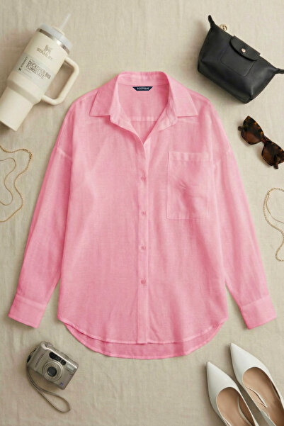 ECOTİQUE Τουνίκ Μέγεθος oversized Λινό Με υφή 100% Βαμβάκι Φαρδύ πουκάμισο