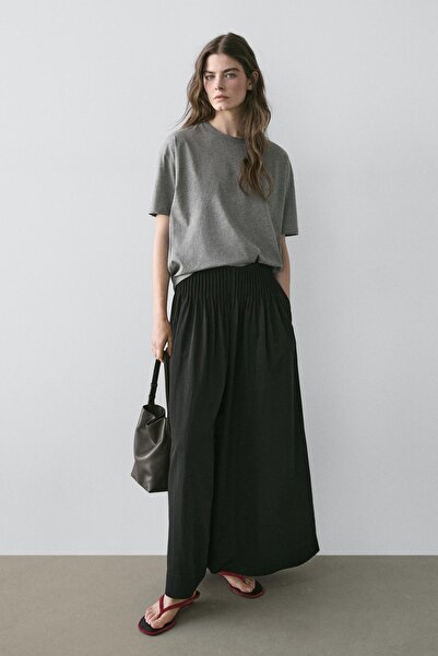 Massimo Dutti Geniş paça dökümlü pantolon