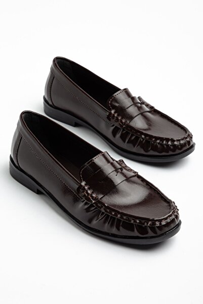 Hayalimdeki Ayakkabı Women's Bitter Brown Shiny Skin Thermo Non-Slip Sole Bal...