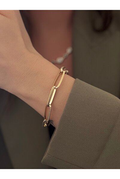 Butik S.steel 14K Çelik Ataç Bileklik 22 cm