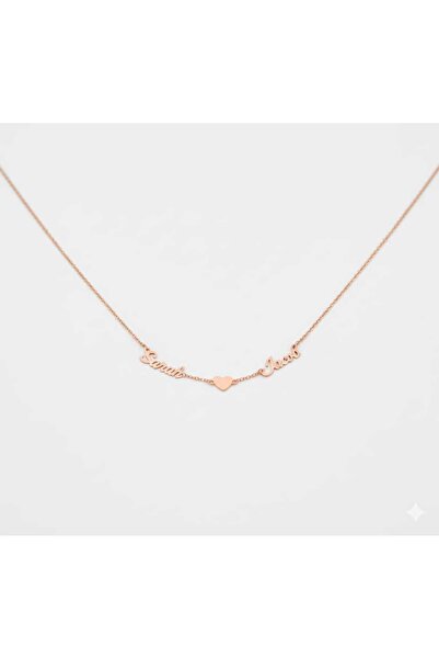 Shiny Jewellery 925 Ayar Gümüş Kişiye Özel İsimli Ortası Kalpli Aile Kolyesi ...