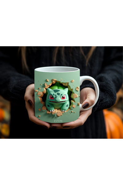 Evion كوب بوكيمون مع مجسم 330 مل |   تصميم خاص بتأثير الجدار المكسور