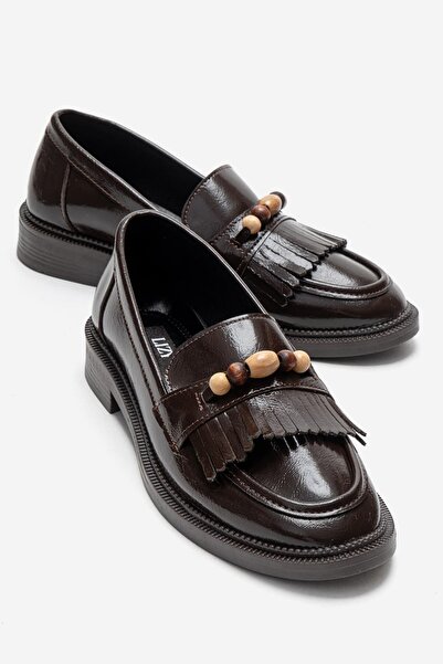 Lizy Shoes Pantofi casual de damă din piele maro cu ciucuri