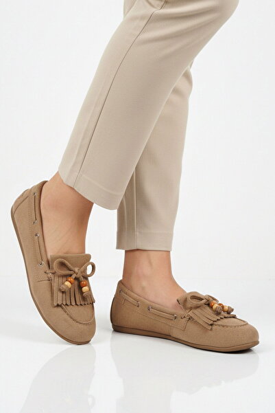 AYAKMOD Balerini de damă din piele intoarsa bej, usor si flexibili 572488 Z