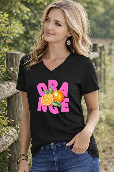 LORVEX Γυναικείο μπλουζάκι με λαιμόκοψη V, άνετη εφαρμογή, μπλουζάκι με στάμπ...