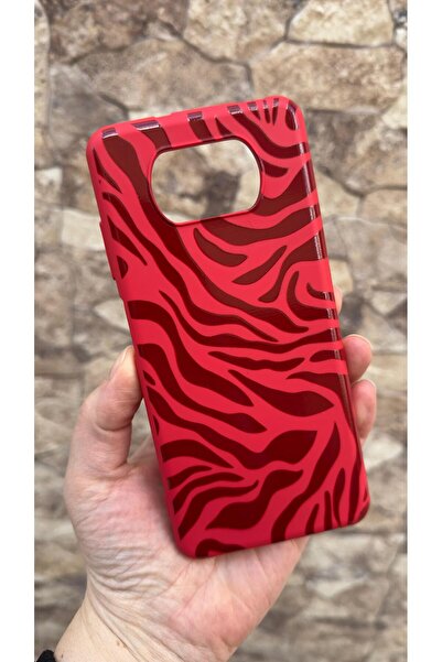 Vip Case Poco X3 and X3 Pro Compatible Red Zebra Patterned Silicone Shock-Abs...