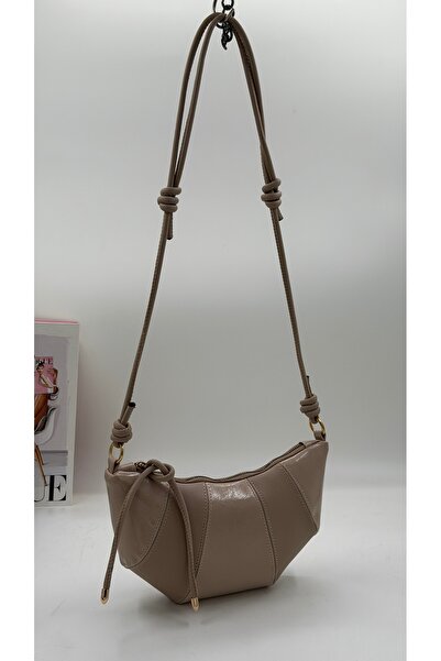 DMG Collection Croissant Model Women's Shoulder Bag with Wrinkled Leather Det...