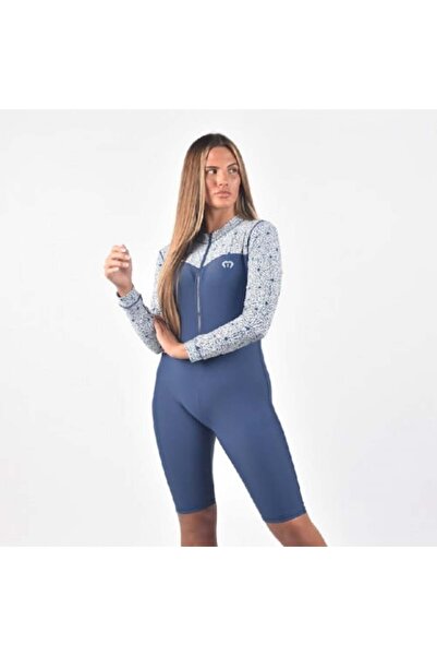 modestly active Made in UK-LONG SLEEVE/ SHORT LEG ALL-IN-ONE (SWIMWEAR SUIT O...