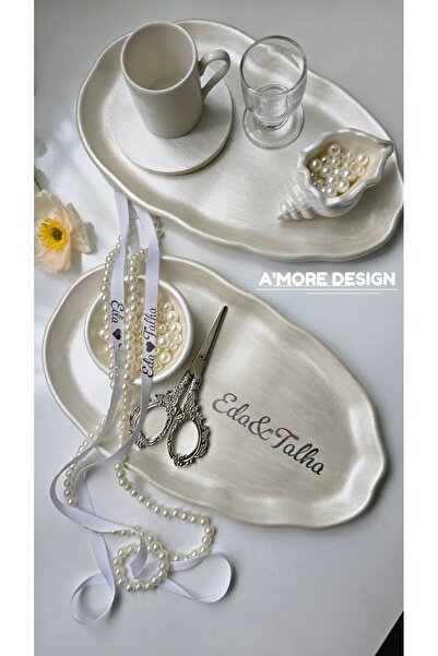 AmoreDesign Sedefli Nişan Tepsi Seti, Nişan Tepsisi, Söz Tepsisi, Damat Tepsi...