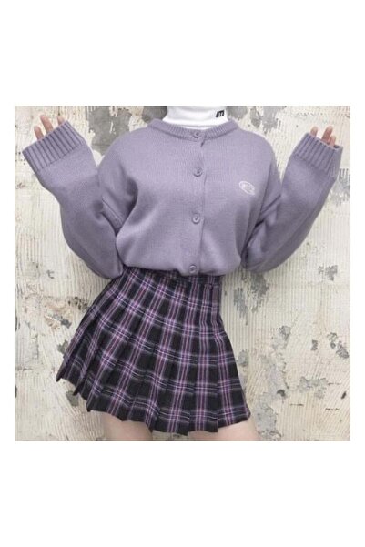 harmony factory Pink Striped Navy Blue Plaid Pleated Skirt Women Y2K Streetwear