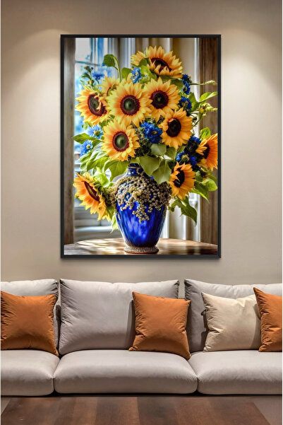 ARTAN GALLERY İtalyan Kadife Ayçiçeği Çiçekli Duvar Tablosu | Yağlı Boya Görü...