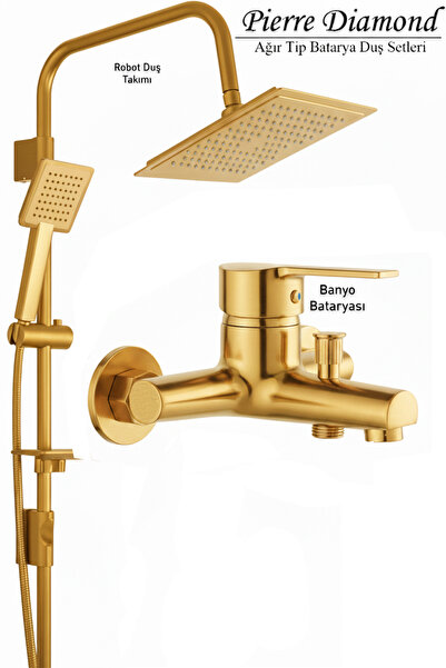 tesitay Lüks Banyo Bataryası ve Robot Duş Seti Gold Renk