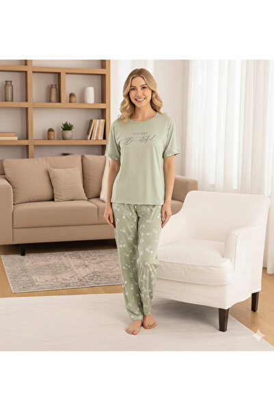 CALİA Milan Knitted Short Sleeve Women's Pajama Set