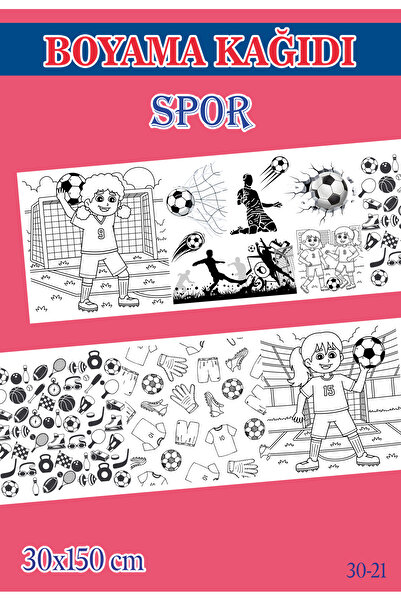 Sim Tasarım 1,5 mt Spor Tema Çocuk Aktivite Dev Boyama Kağıdı