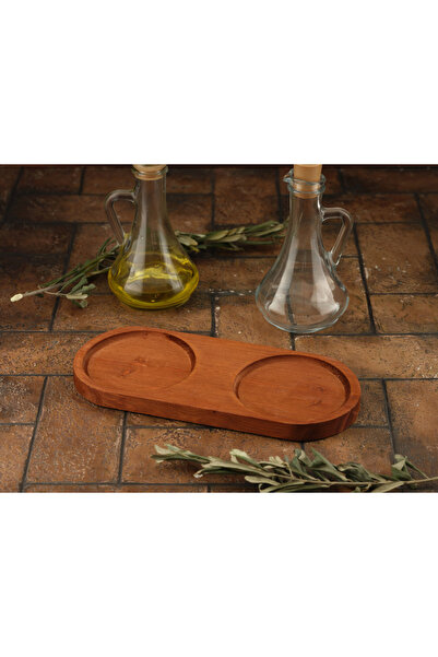 Hedisam Brown Pine Wood Double Oil Pot Base – 27X13.5 cm |   Aesthetic Organi...