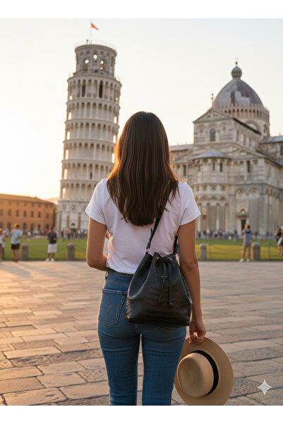 BYZ - 4001 Women's Shoulder Bag Crocodile Gray 24Cmx26Cmx13Cm