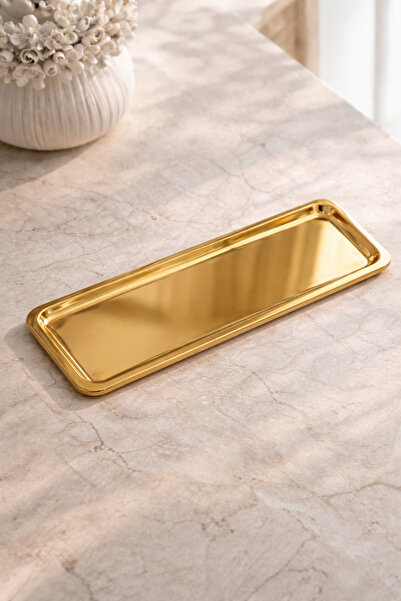 DİVAYS Stainless Steel Rectangular Gold Presentation Tray |   Coffee Serving ...