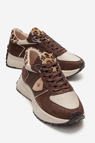 LuviShoes Biella Brown Suede Patterned Women's Sneaker