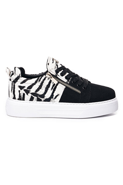 martin valen Men's Black-White Double Zipper Special Design Sneakers