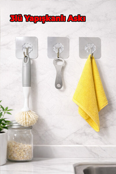 Destpak 3-Piece Inox Color Hangers - Bathroom, Kitchen, Behind the Door - Sel...