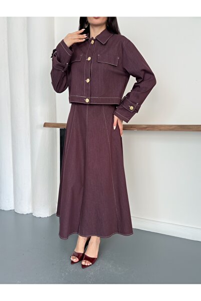 Ekim Store Likralı Kot Jile Elbise Ceket Takım Tesettür