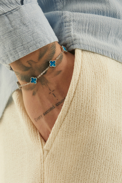 Fjellor Unisex Medium Blue Hologram Figured Design Steel Bracelet