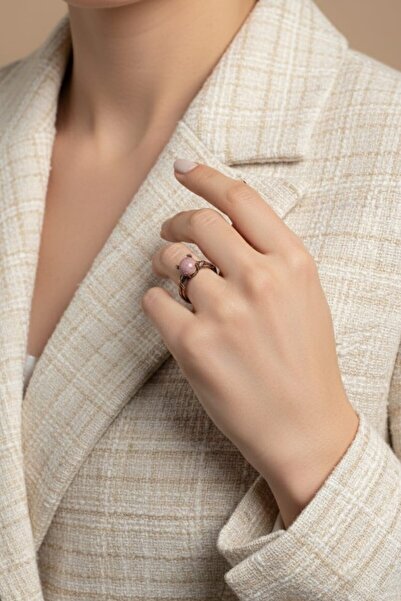 Süspüs Accessories Adjustable Copper Ring with Rodonite Stone and Claw Setting