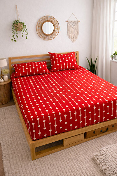 SADEN HOME Heart Patterned Elastic Sheet Set - Single/Double/King Size