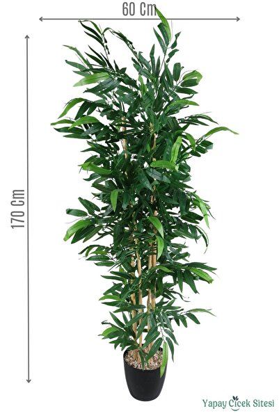 Yapay Çiçek Sitesi Yapay Premium Geniş Yapraklı Bambu Ağacı 170 cm (Siyah Sak...