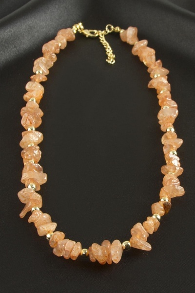 ZERO LAND Storozal Agate Cracked Natural Stone Necklace (142059) - Orange