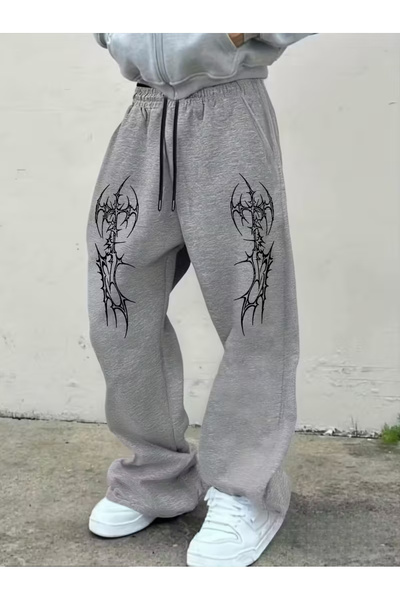 COMANCHERO Unisex Tribal Gothic Printed Baggy Cut Wide Leg Sweatpants