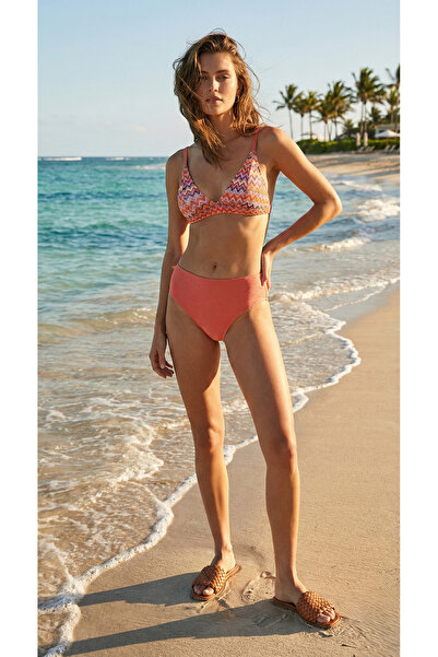 Adel swimwear Yüksek Bel Üçgen Bikini Takımı - Simli Kumaş