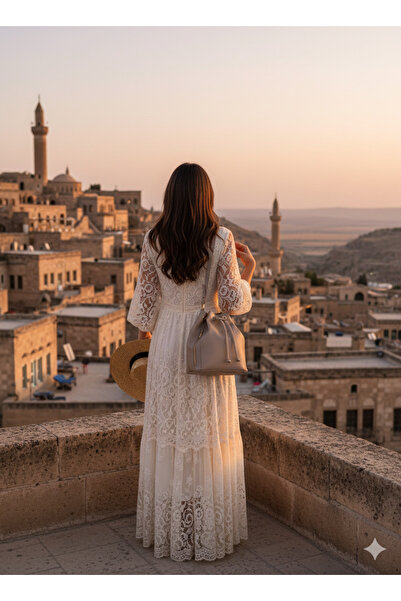 BYZ - 4001 حقيبة كتف نسائية بيج 24سم×26سم×13سم