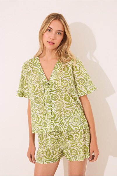 Perspective Women Secret Green Patterned Pajama Set