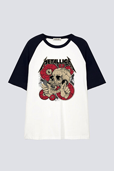 Tişört Mania Unisex Oversize Raglan Printed T-Shirt 100% Cotton - Metallica 01