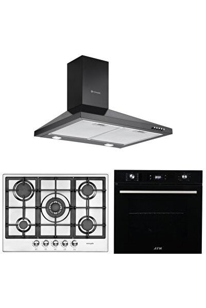 Eminçelik ve AFM Tech Marka Art+ Siyah-inox 5 Gözlü Ankastre Set (7700 +22380...