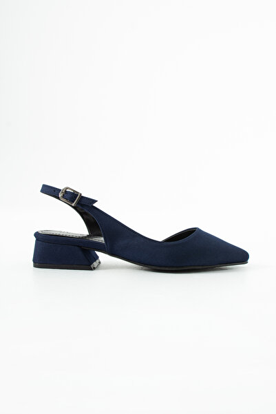 Gökçe Shoes Tiwa Lacivert Mat Saten Kemer Detay Günlük Kullanım Kadın Babet A...