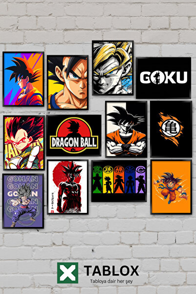 TABLOX 12 Parça Dragon Ball Goku Saiyan Güç Anime Manga Aksiyon Savaş Dekorat...